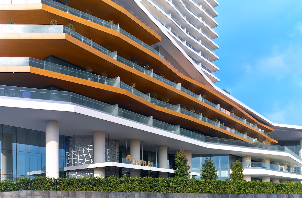Elemen Transfer lüks araçları ve Raffles İstanbul modern dış cephesi.