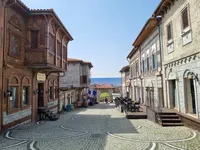 Traditional Ottoman street and Istanbul archway inside Vialand Theme Park.