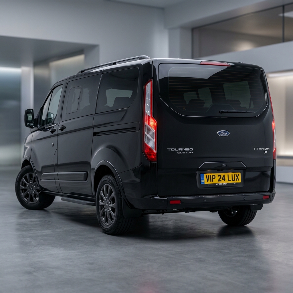 Blue Ford Tourneo rear view, Istanbul IST and SAW airport family transfer minivan