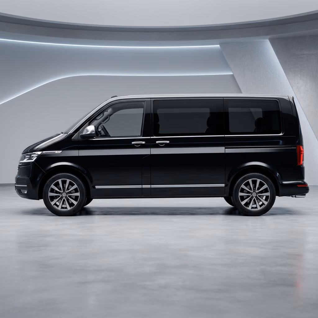 Volkswagen Caravelle side view, sleek minivan profile for Istanbul corporate transfer