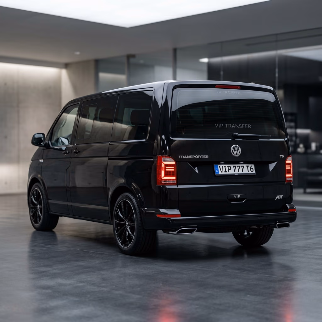 Volkswagen Transporter rear view, wide tailgate open for Istanbul group transfer luggage