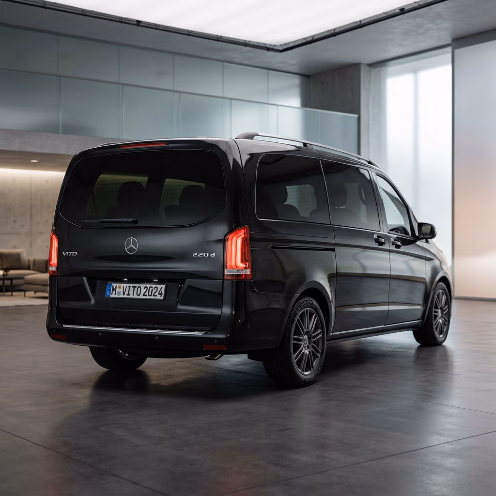 Minivan VIP Mercedes Vito vista posteriore, veicolo per transfer aeroporto VIP a Istanbul