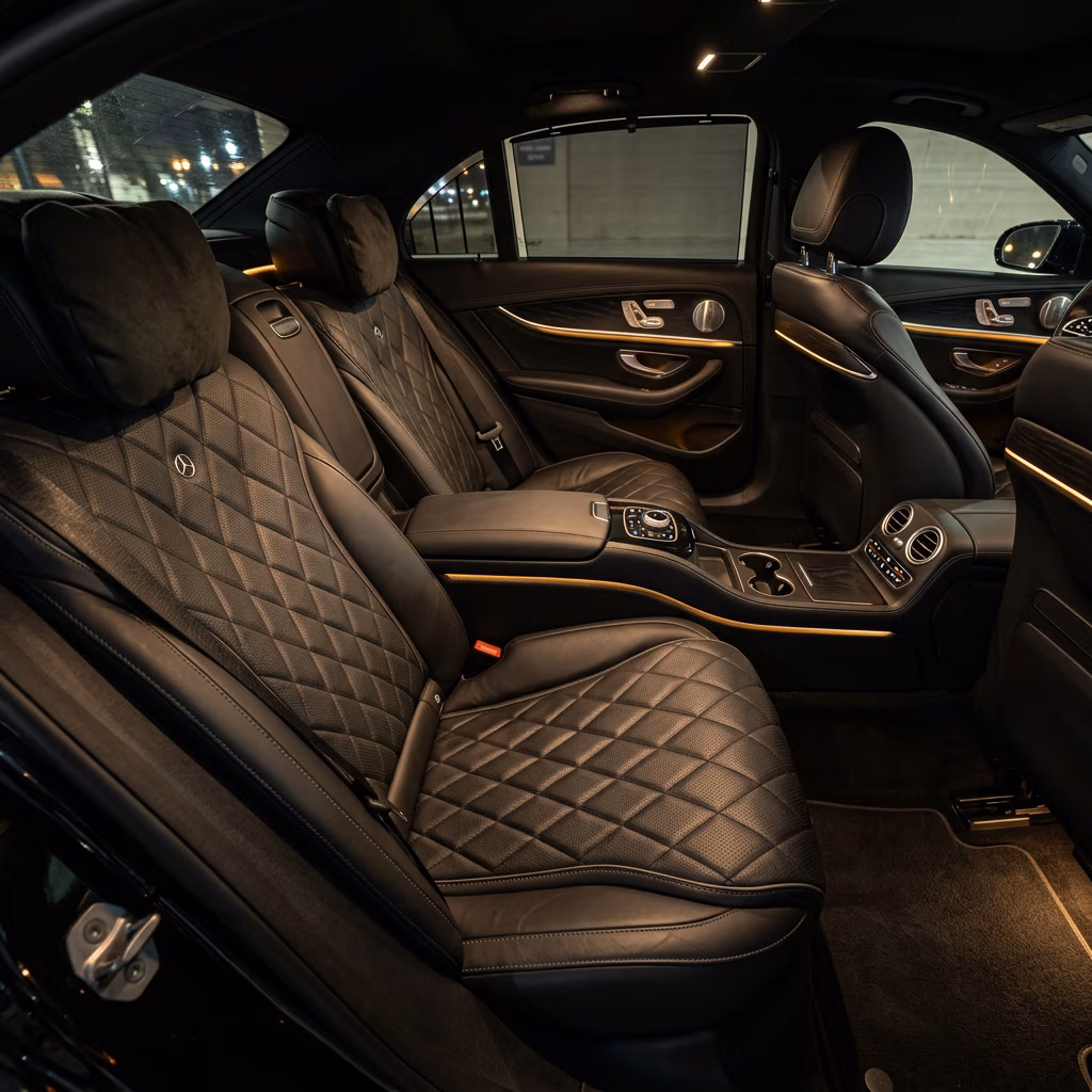 Abitacolo interno Mercedes Classe E — sedili VIP con luci d'atmosfera, transfer Istanbul