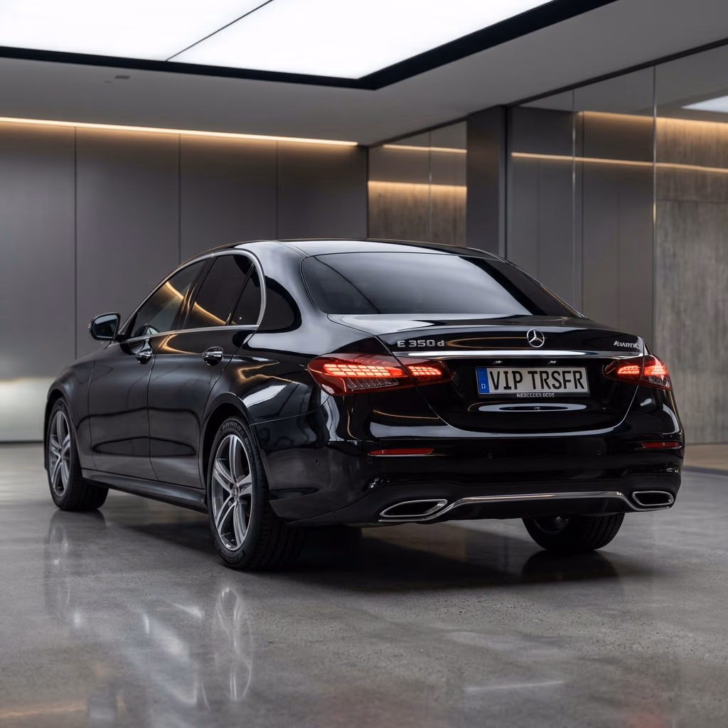 Mercedes Classe E vista posteriore — transfer con autista premium a Istanbul