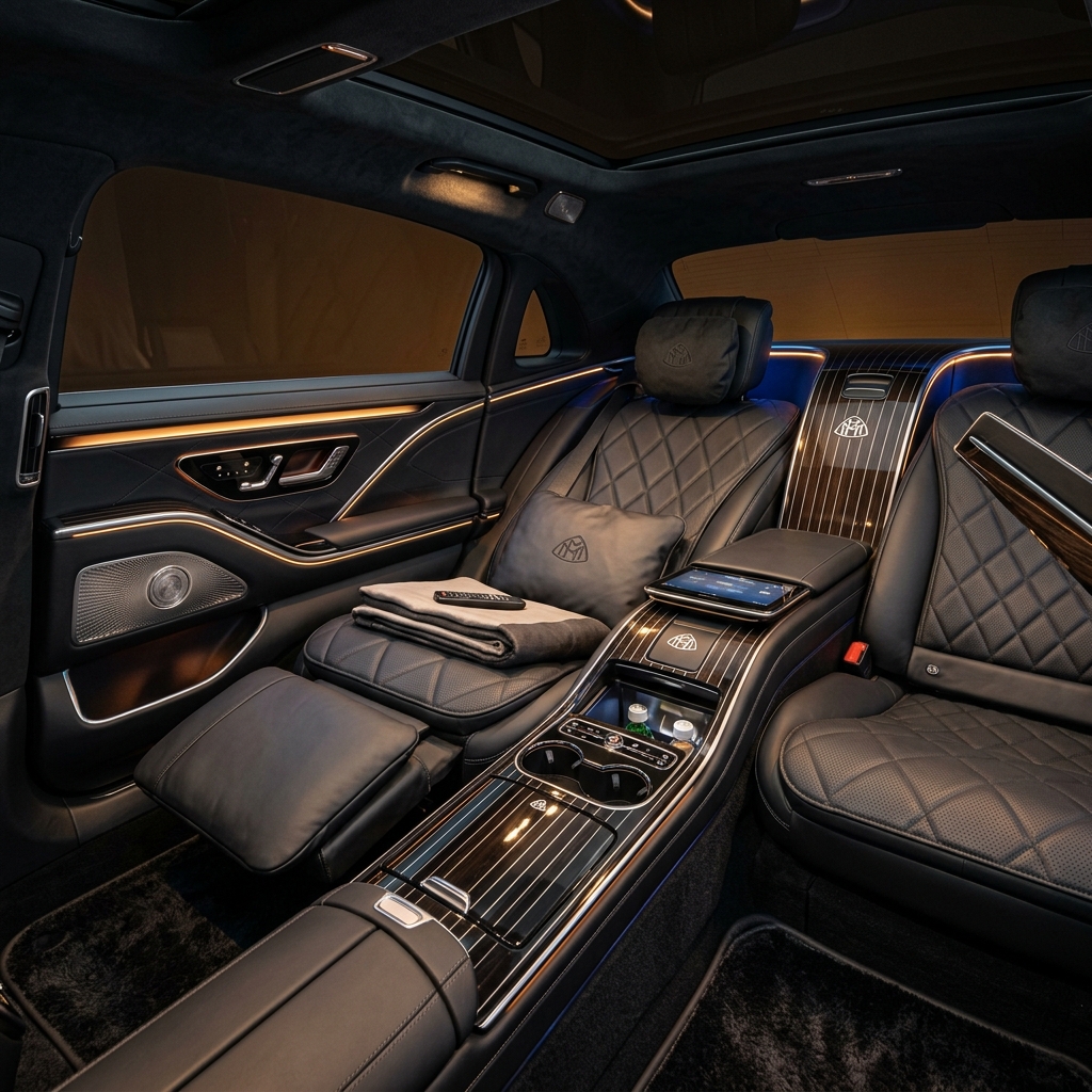 Mercedes Maybach Nappa-leather rear lounge interior, Istanbul VIP transfer