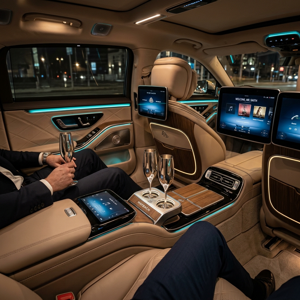 Mercedes Maybach interior detail, premium Istanbul VIP airport transfer