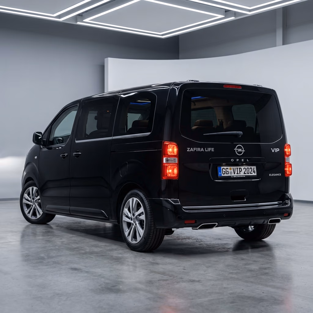 Grey Opel Zafira rear view, minivan with large luggage capacity for Istanbul airport transfers