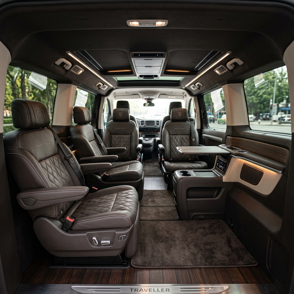 Peugeot Traveller spacious interior cabin, family group seating Istanbul airport ride
