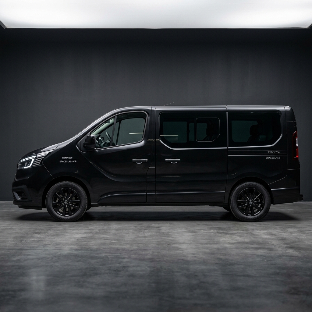 Renault Trafic side view, white economy minivan Istanbul airport transfer